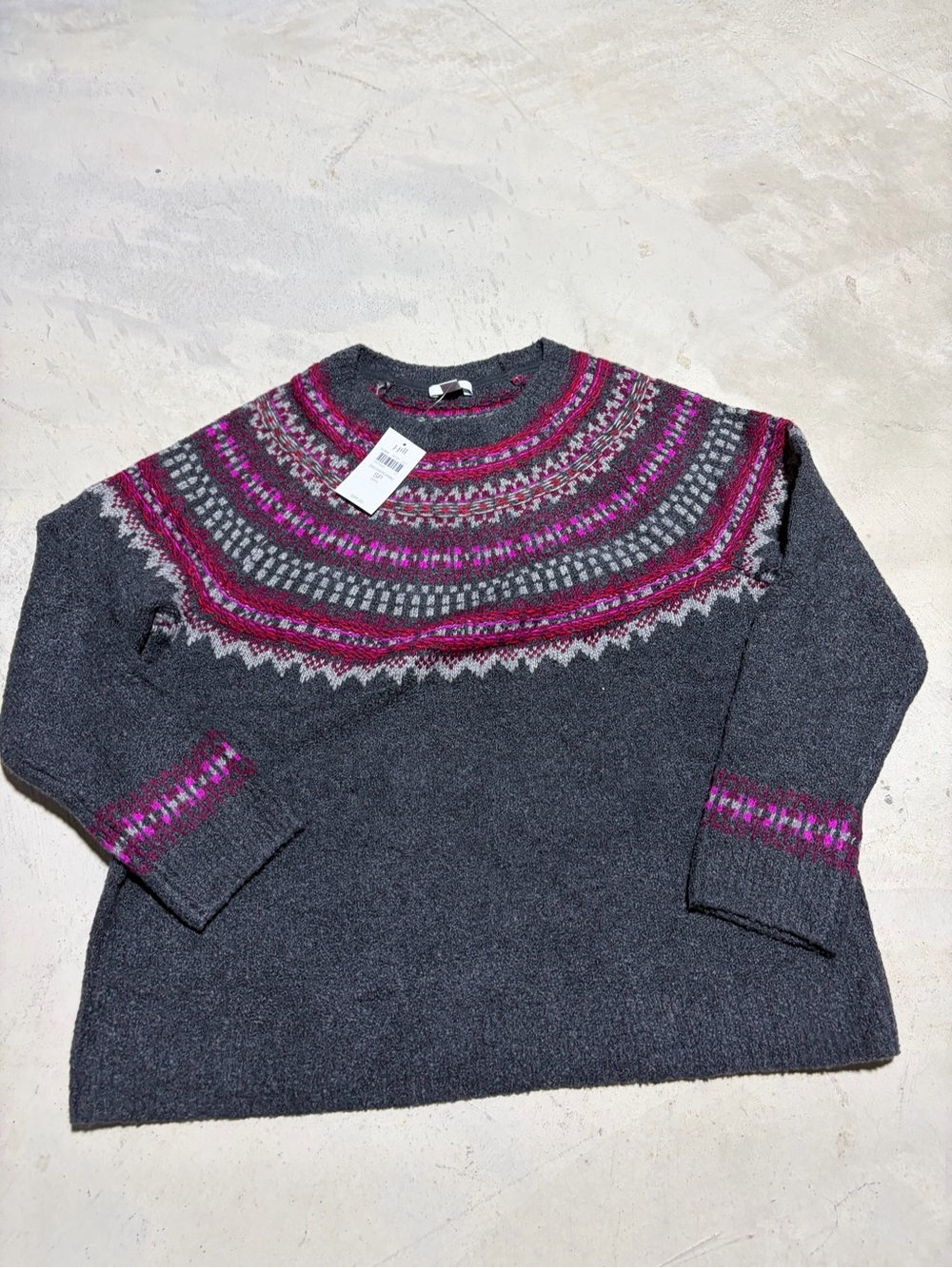 J Jill NWT Charcoal Fair Isle Women's Sweater SP MSRP$99